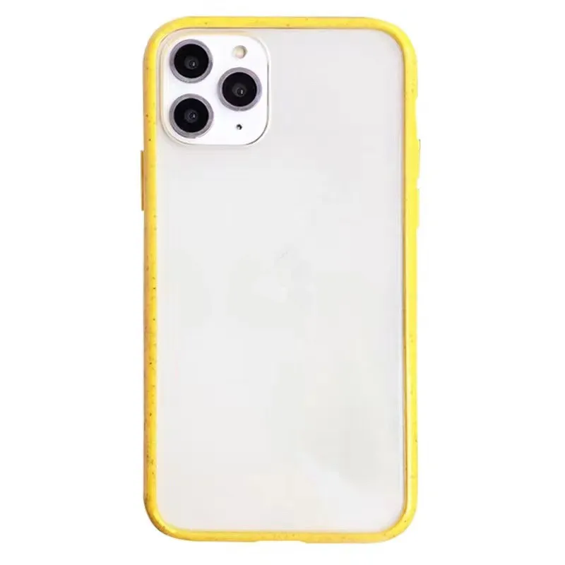 Eco Friendly Anti-Scratch Biodegradable Wheat Straw Mobile Phone Bumper with Clear Case for iPhone 13 Mini 13 Pro Max