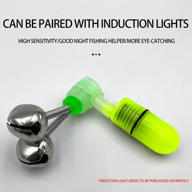 Fishing Bite Alarms Fishing Rod Bells Rod Clamp Tip Clip Bells Ring Green ABS Fishing Accessory