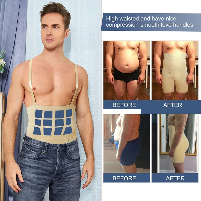 Mens Compression Boxers Shapewear Shorts High Waist Slimming Underwear Body Shaper Seamless Boxer Brief