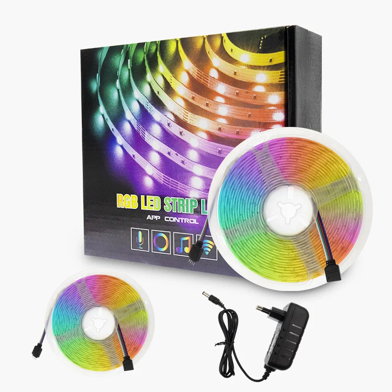 roll/5m 8W Smart LED Strip lighting  RGB+CCT 12V app control wifi tuya IP65 waterproof 3M glue CE sound control 40000h