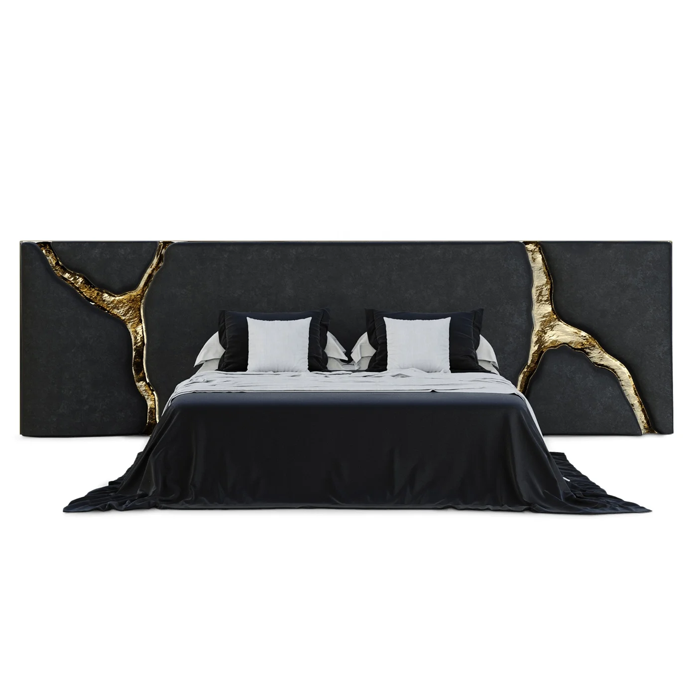 Italian Design Luxury Bedroom Furniture Set Modern Upholstered Leather Bedroom Bed With Extended Headboard