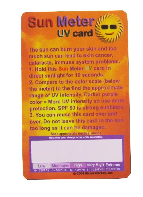 UV Test Card Outdoor Activity Test UV Intensity Can be Customized Patterned UV Test Card