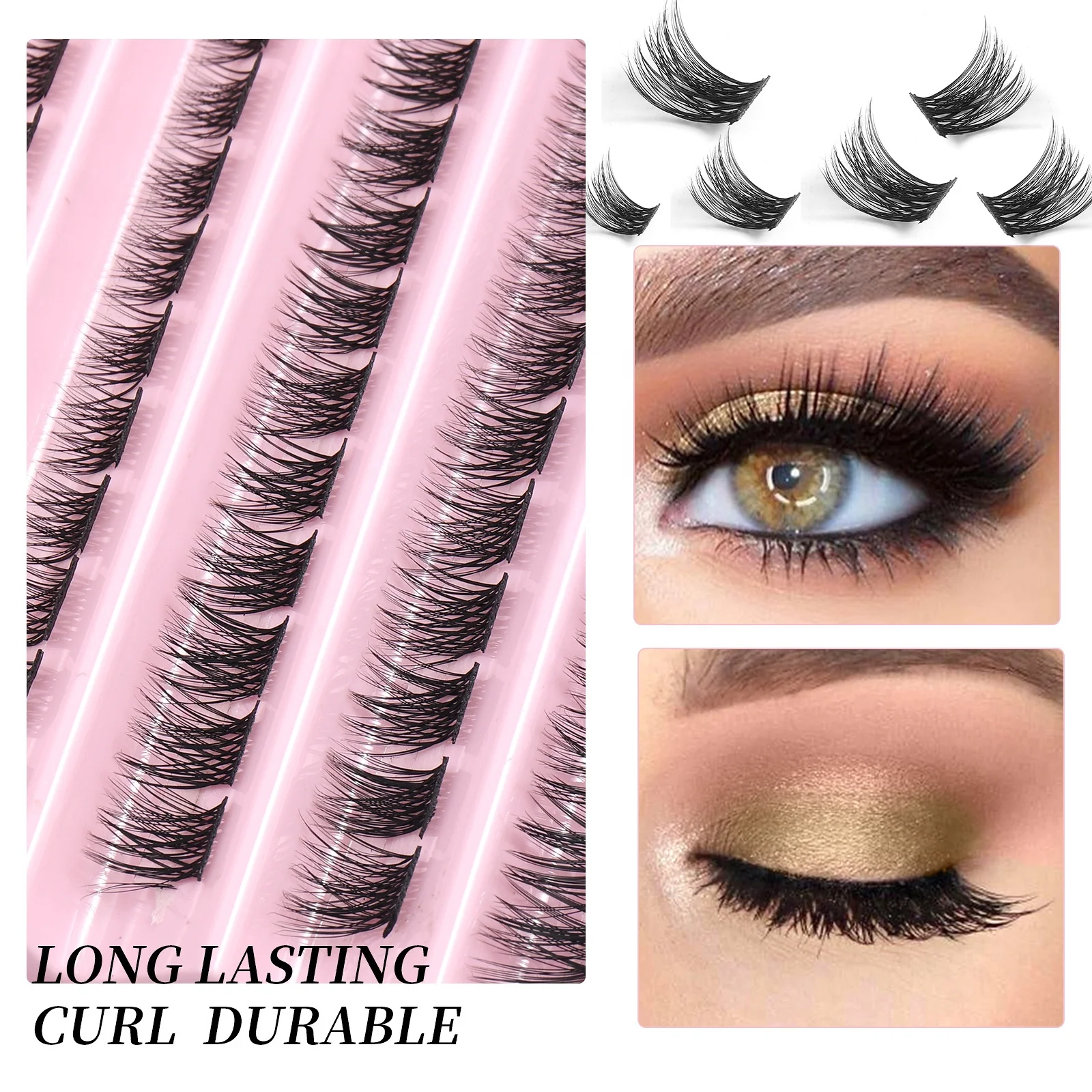 Wholesale individual lash clusters eyelash 10 lines one tray professional diy lash extension Pre-cut segment cluster lashes