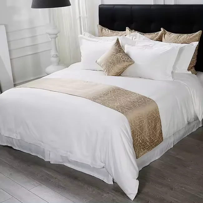 Wholesale bulk high quality 100%cotton white 5 star luxury hotel linen bedding set with logo
