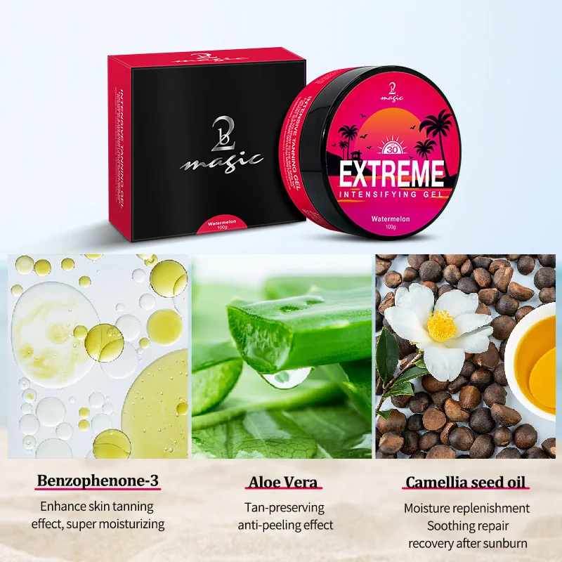 Private label sunbed tan accelerator 100ml sunscreen & tanning lotion extreme intensive self tanning gel