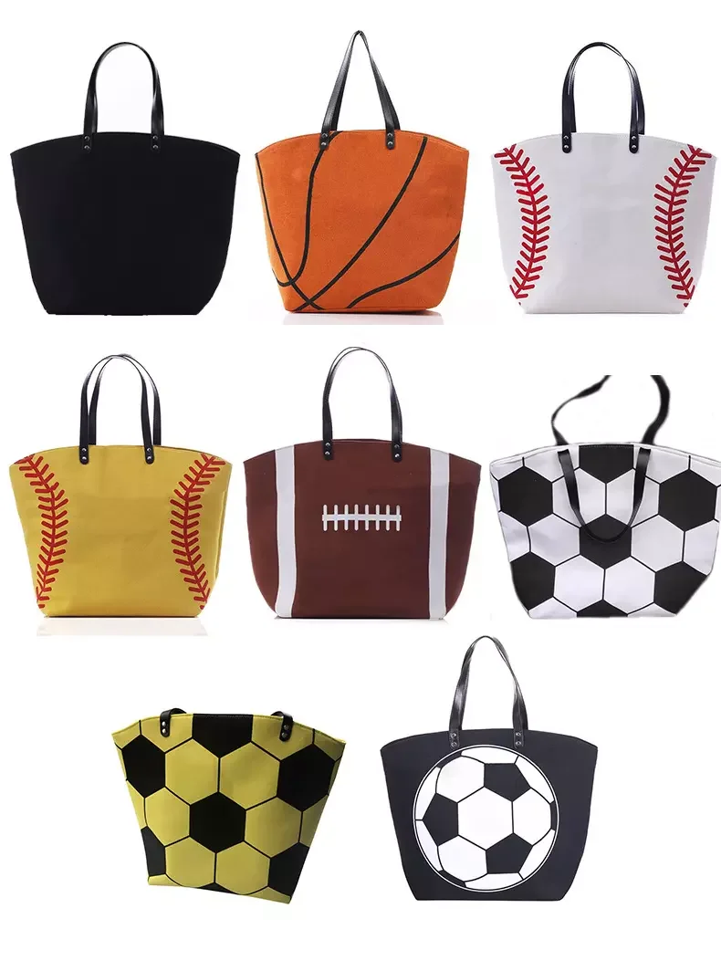 Wholesale Monogram Large Capacity Sporty Canvas Baseball Softball Football Basketball Soccer Sports Duffle Bag Weekend Tote Bag
