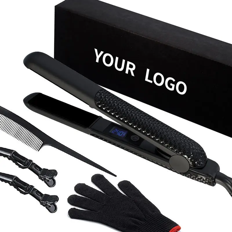Factory Price Portable Electronic Hair Straightener Curler Travel Hair Crimper Hair Crimping Styling Iron with Custom Plug