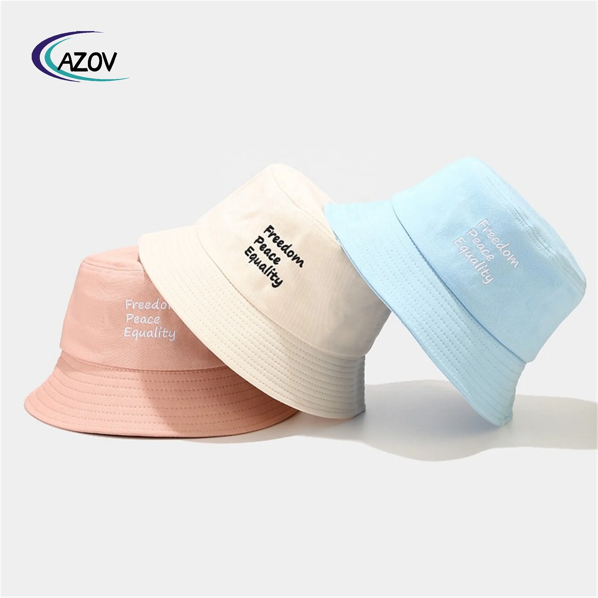 Bucket Hat Summer Three-Row Letters Embroidery Trend Celebrity Fried Street Bucket Hat Outdoor Travel Sun Hat