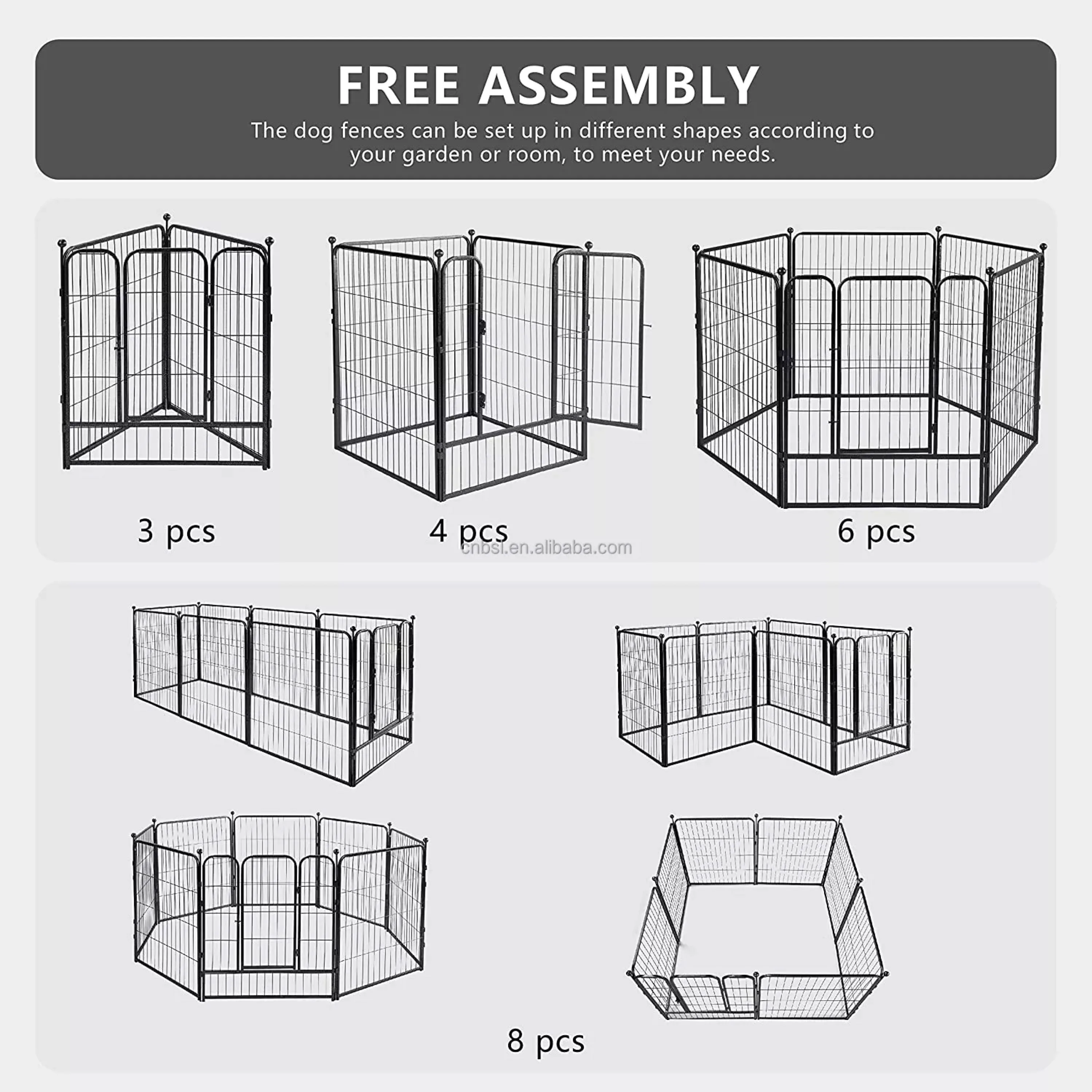 Zunhua Meihua factory cheap 6-pcs metal wire dog kennel outdoor panel pet playpen with door