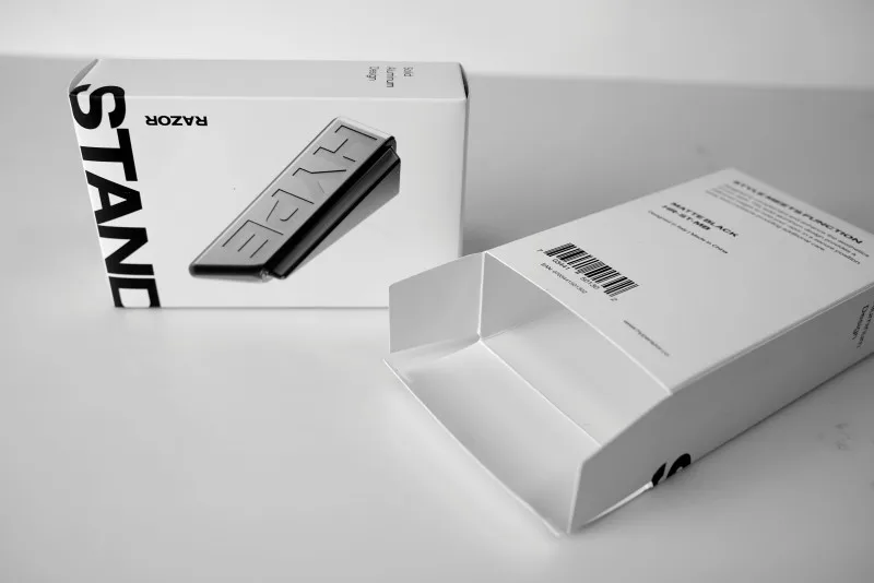 61*93.5*22mm Hot selling Custom logo two tuck in razor setting packaging box White paper boxes box with EVA tray