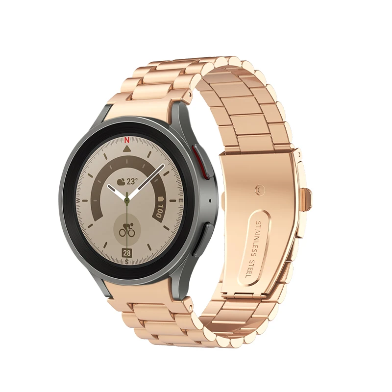 Wholesale 22mm Three Link Solid 316L Stainless Steel Bracelet Metal Watch Strap for 40mm 44mm SamSung GaLaxy Watch 5 Strap