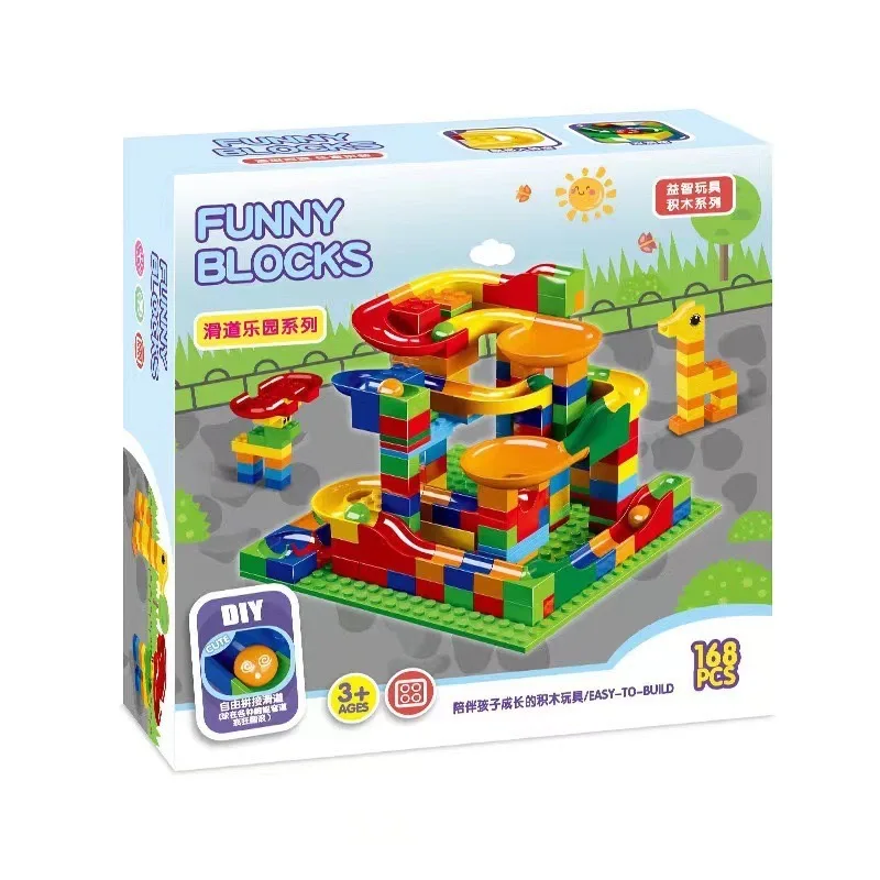 Unisex Maze Balls Assembling Track Educational ABS Plastic DIY Model Toy Kids Marble Race Run Building Block Set