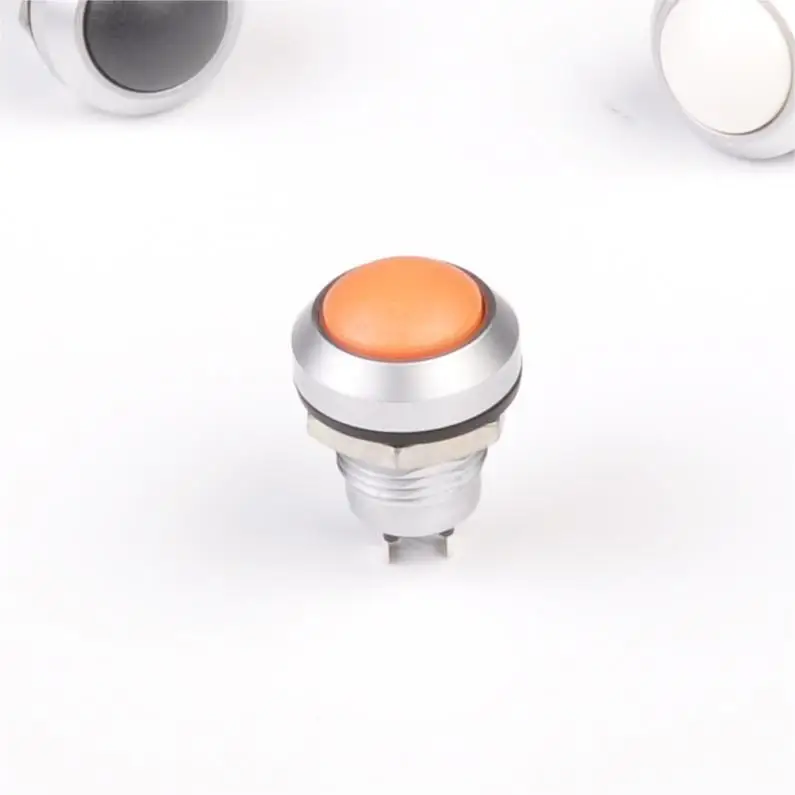 Toowei mini micro lamp-less momentary push button switch white round metal 12mm 3a 220 volt ip67 for boat