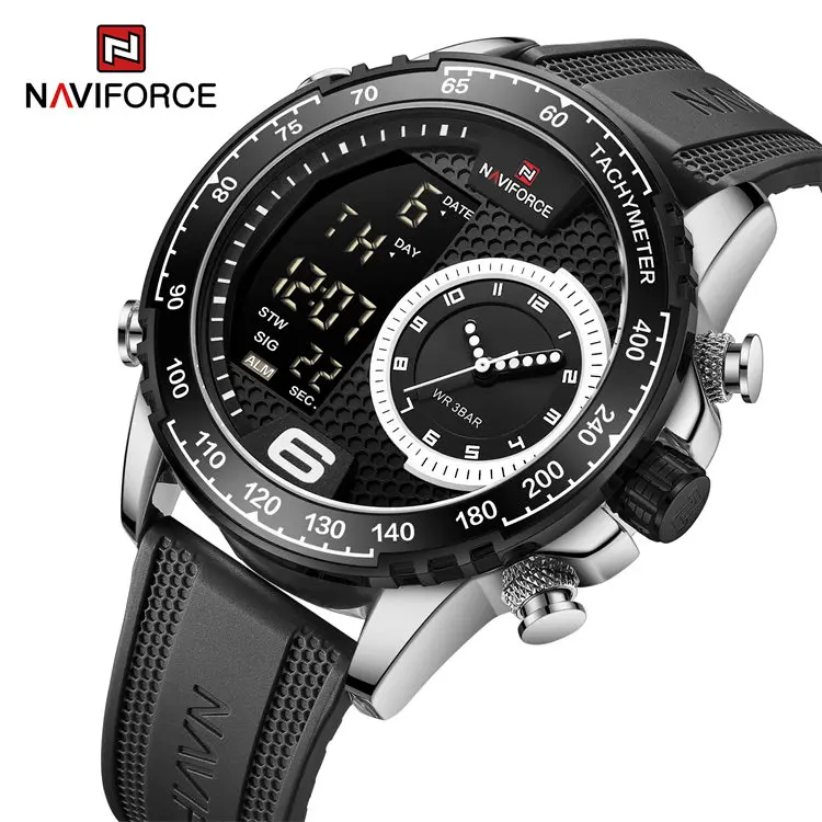 Naviforce NF9199T высокое качество сделать на заказ Мужские часы идеальные ТПУ большие цифры отображение даты спортивные наручные
