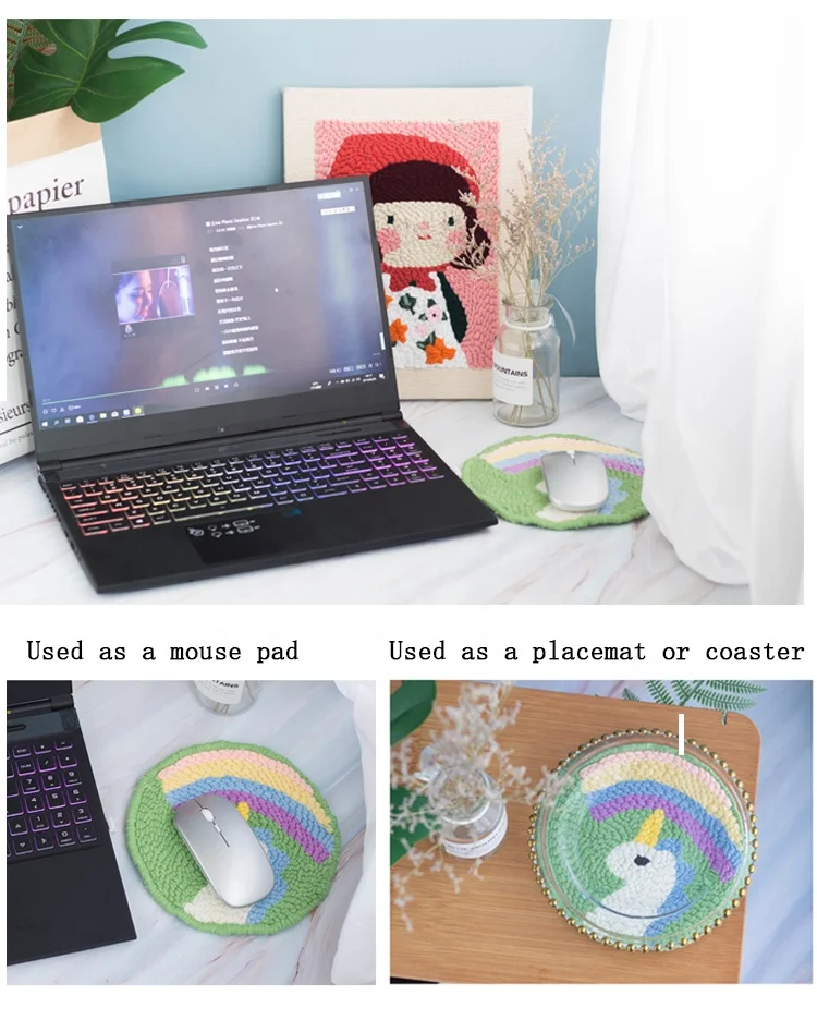 Popular DIY Art & Collectible Use and Textile Fabric Home Decor punch needle diy kit embroidery set