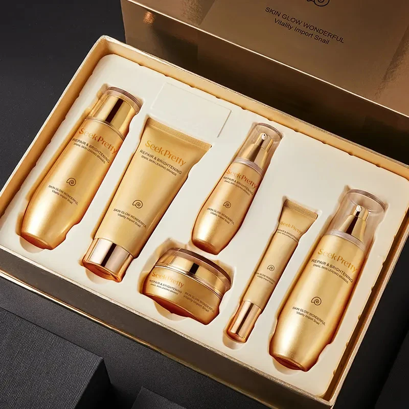 Korean Custom Collagen Sodium Hyaluronate Moisturizer Anti Aging Toner Serum Facial Products Snail Skin Care Set