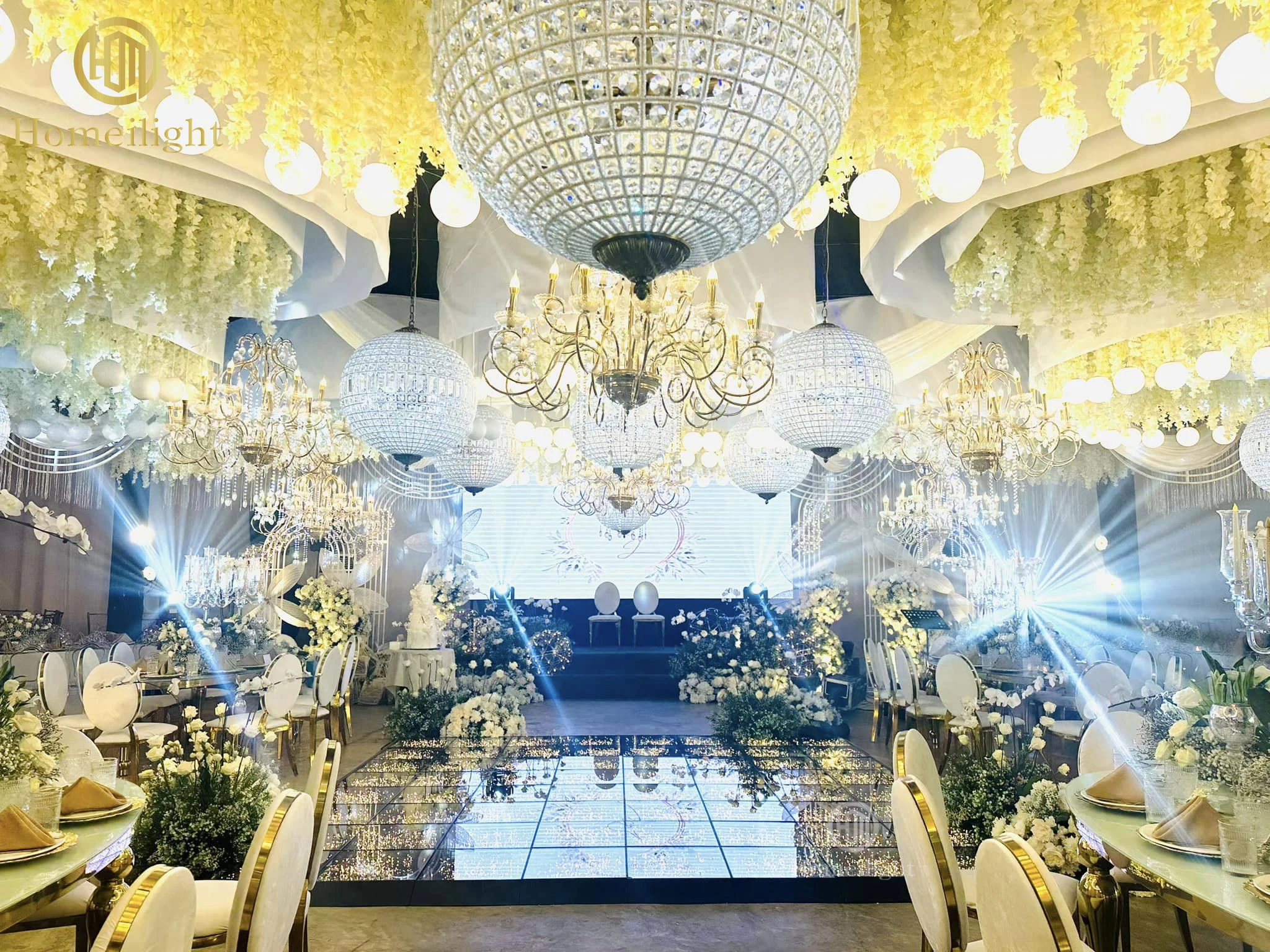 Tempered glass panels waterproof infinity 3D effect mirror dance floor for wedding party