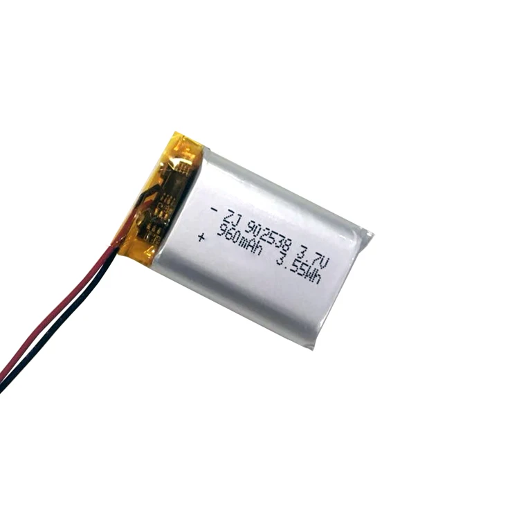 Small Rechargeable Lithium Polymer Battery Lipo Battery 3.7V 960mah 902538 Silver ROHS Li-polymer Battery Pack Prismatic 18g