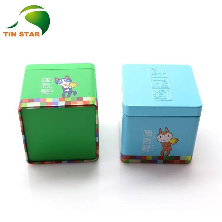 Portable Food Grade Square Empty Metal Tea Can Tin Box With Lid