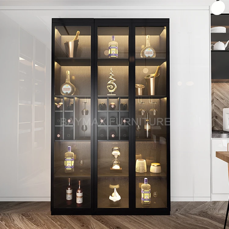 Luxury storage showcase glass display wine rack cabinet living room furniture