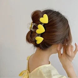 New Sweet Girl Cute Geometric Candy Color Heart Shape Hairclaw Hair Clamp Large Clear Acrylic Hair Claw Clip