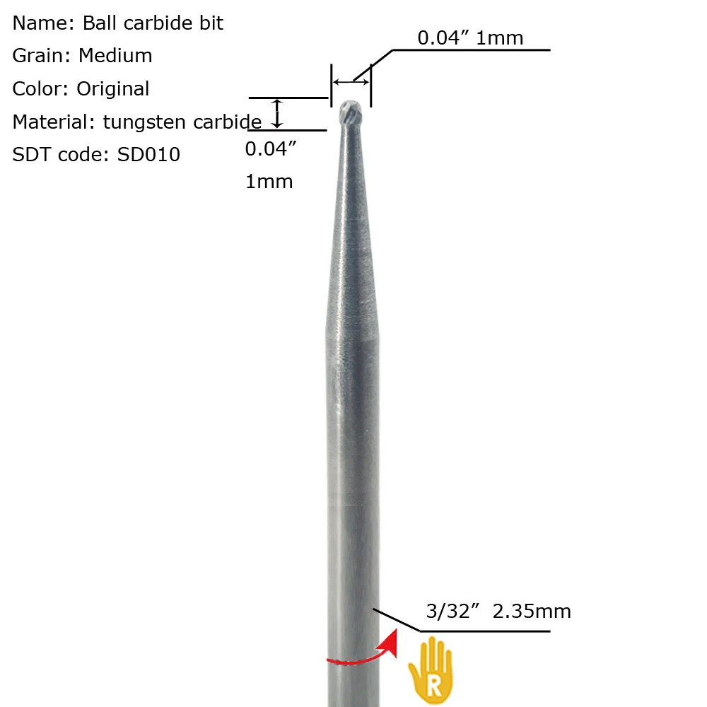 Ball round medium grain carbide nail drill bits set ready to ship