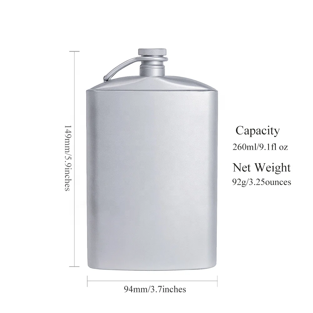 
Fashion Wine pot hip flask 260ml/9oz titanium wine flask wine bottle with screw cap-clip 