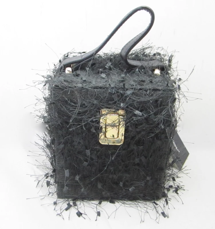 
Fashion Mini small square PU leather box crossbody Handbag for women unique winter luxury fur bag 