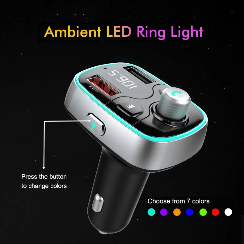 2021 Автомобильный FM-передатчик аудиоприемник адаптер Bluetooth 5 0 двойной USB QC3.0 быстрое зарядное