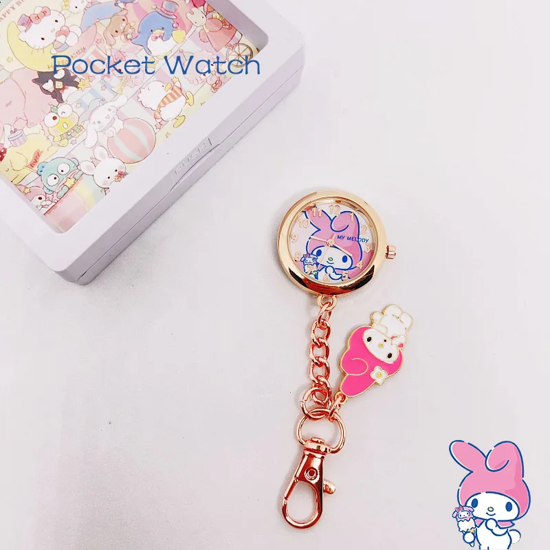 2022 new cartoon lady women Kuromi KT  children girls  pocket watch Keychain watch nurse Watch