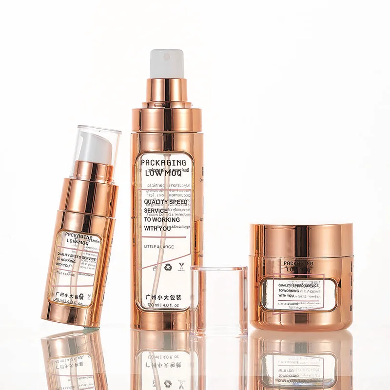 Plastic Spray Bottle Large Stock Empty Spray Bottle Shiny Rose Gold for Disinfection Spray 40ml 120ml 60 Ml Skin Care Packaging