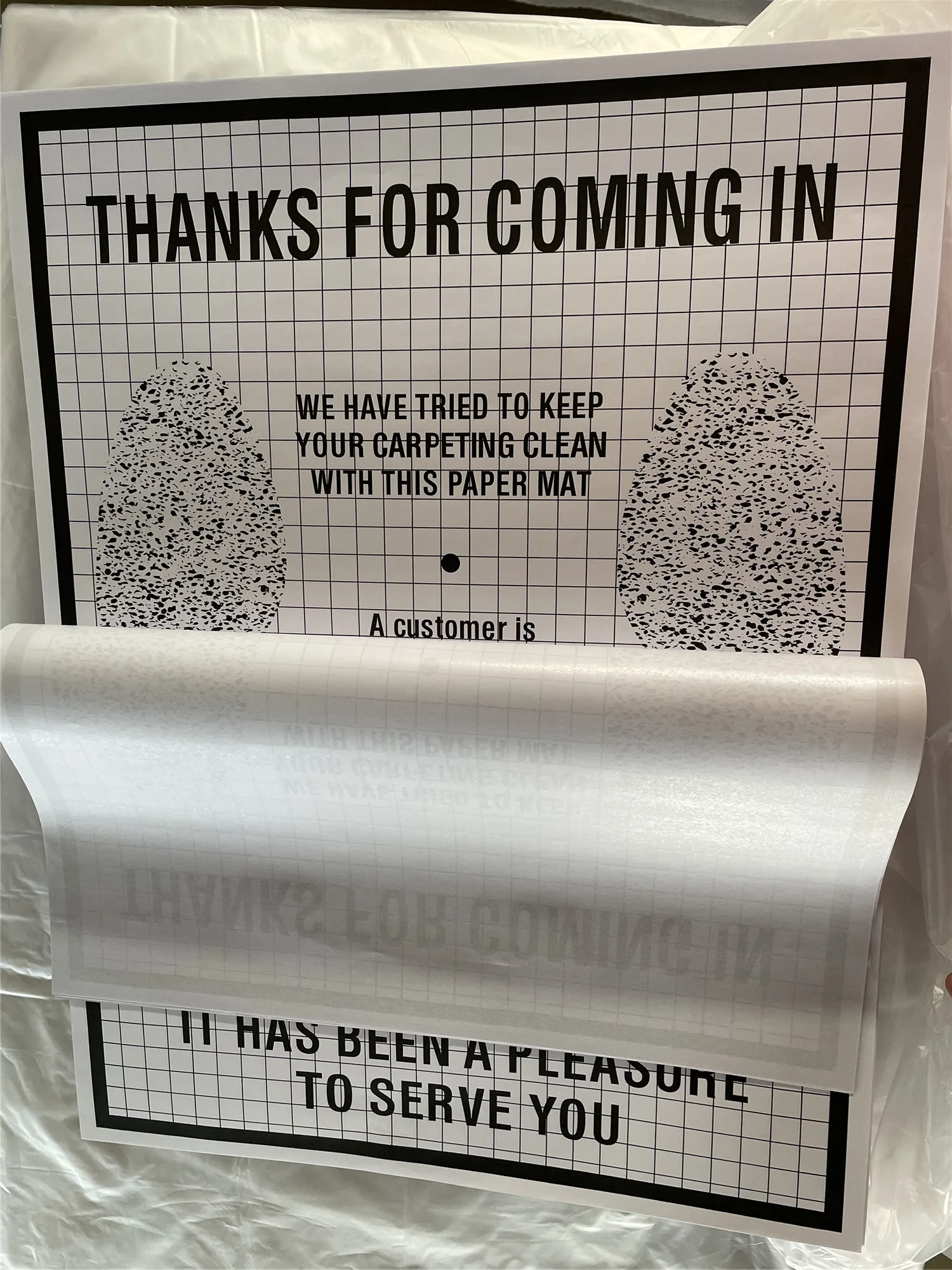 Custom White Disposable Paper Car Floor Mat Anti Slip Thank You Floor Mat for Car Wash