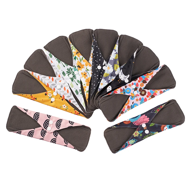 18x26cm medium flow reusable sanitary towel napkin AIO hygiene intimate menstrual cloth lady pads anti bacterial bamboo charcoal