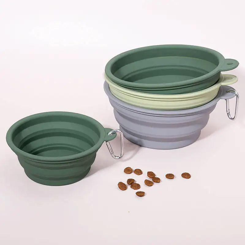 Top Factory Custom Foldable Silicone Dog Cat Bowls Food Water Bowl Collapsible Silicone Pet Dog Bowls