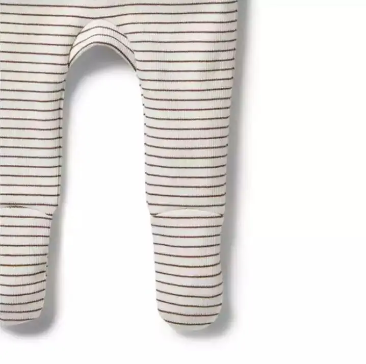 100% Organic Cotton Gots Rib Stripe Legging with feet for Baby