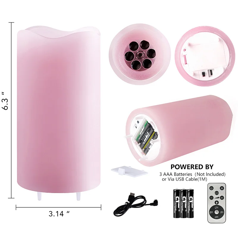 KSWING LED Valentine Candles Romantic Pink Heart Projector Lights Night Light with Remote and Timer, candle light home decor