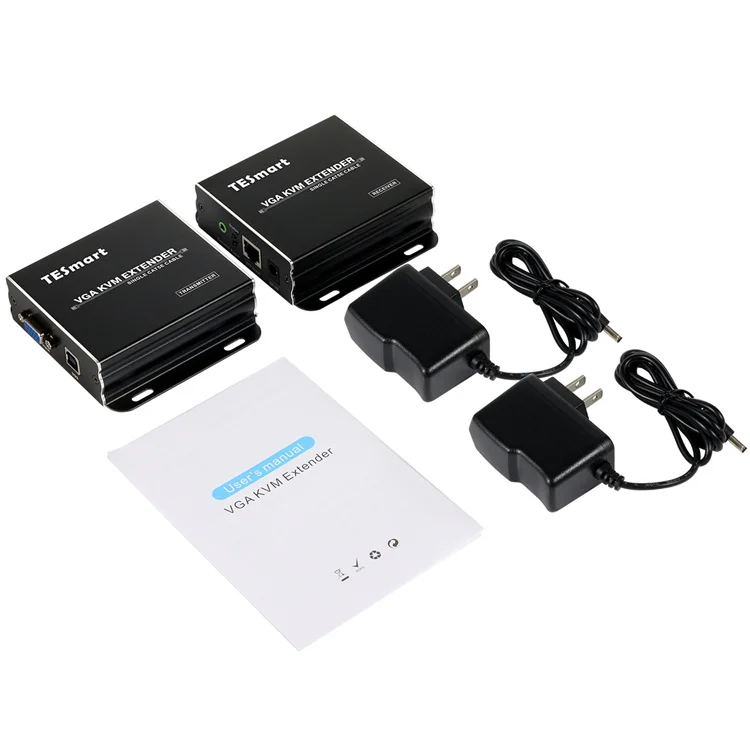 TESmart 300M VGA KVM Extender For DVR Security System Control PC Remotely With Video Transmitter And Receiver Video Extender