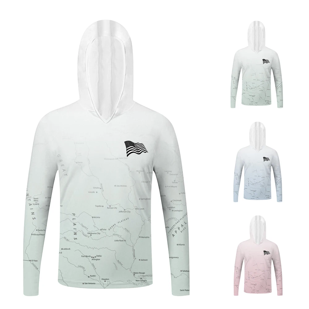 Custom Logo High Quality Quick Dry Long Sleeve Fishing Clothing Upf50+ Sun Protection Fishing Hoodie With Mask