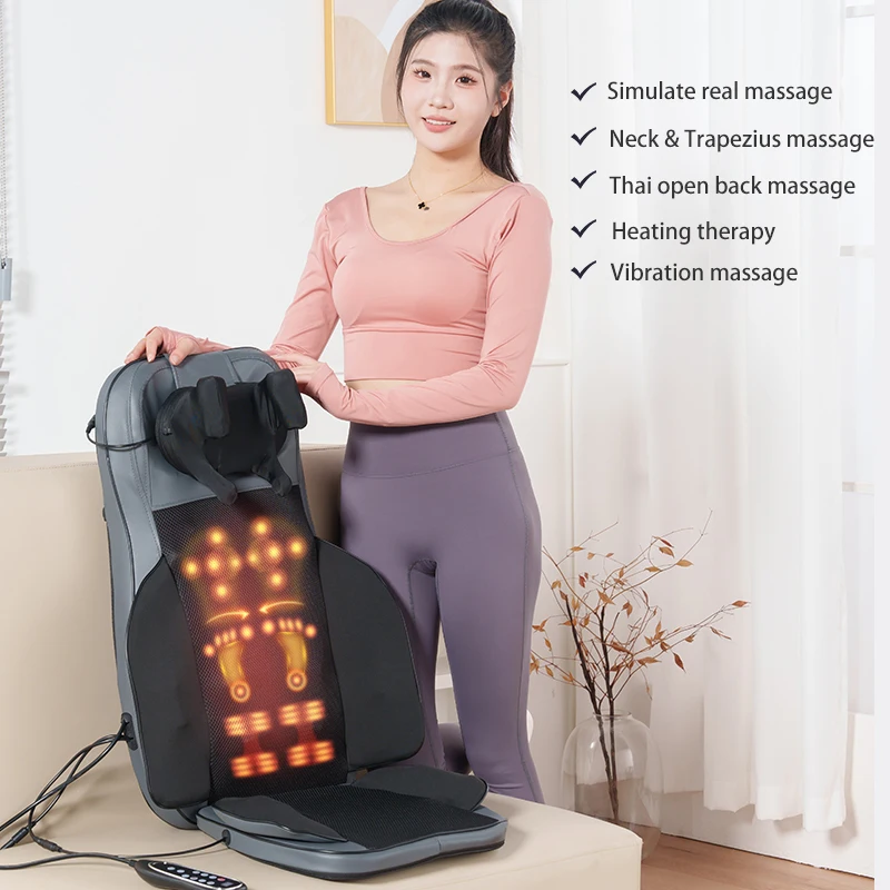 Luxury Electric Neck shoulder Shiatsu lumbar Thai open whole back buttocks Massage Kneading Seat Vibrating Massage Cushion