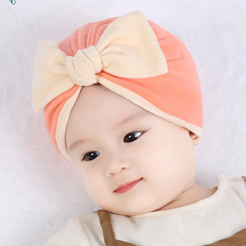 Spot cotton baby bow newborn girl hat hand-made cute baby indian hat