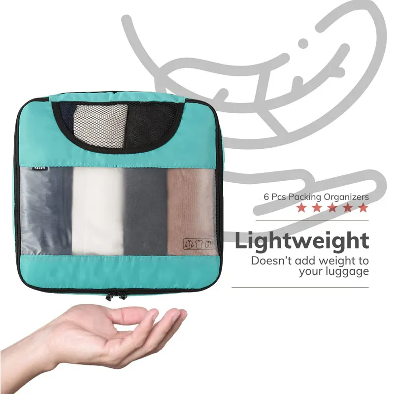 Storage Bag Set Waterproof Travel Luggage Suitcase 6 Pieces Portable Luggage Packing Cubes For Suitcases Carry On