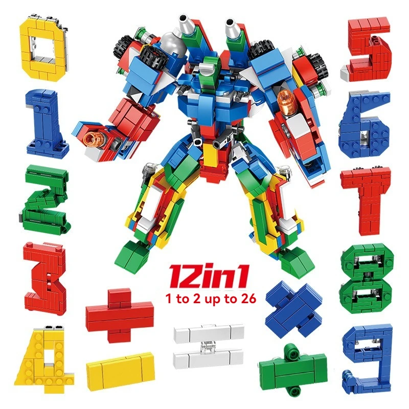 570PCS building blocks toy set for children DIY assembled toy 12 in 2 number robot educational toy