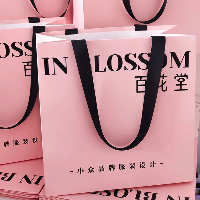 Custom Printed Logo Kraft Paper Bags Recyclable Shopping Clothing Gift Bag Food Take Away Bag With Your Logo