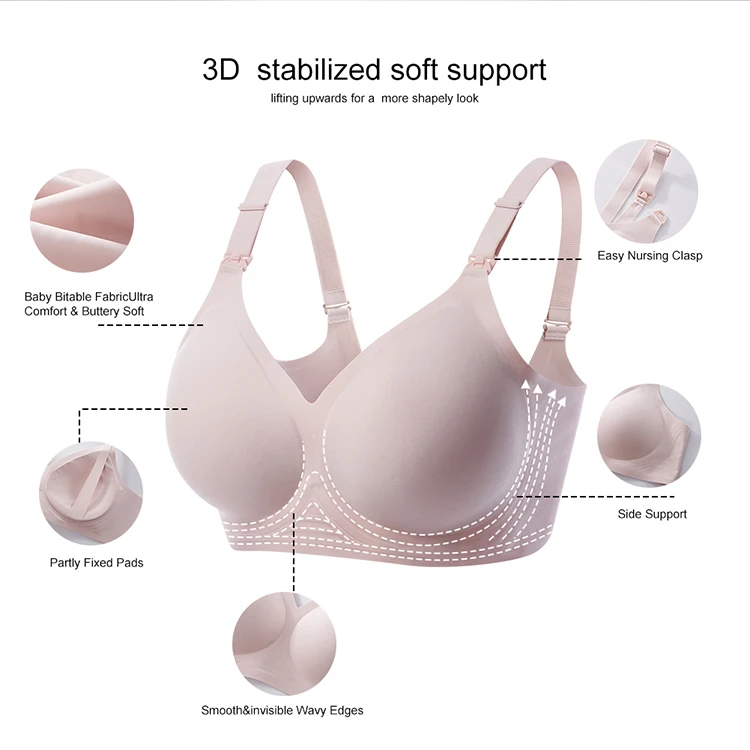 Wireless Front Open Breastfeeding Maternity Nursing Bras Seamless Maternity Bralette Jelly Bra Plus size pregnant nursing bra