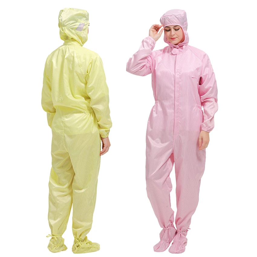 Washable Dust-proof Anti-static Jumpsuit ESD Garment Hooded and Shoe Cover One-piece Overall Cleanroom Clothes