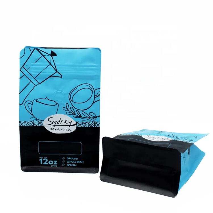 Low MOQ custom printed 250g foil coffee bags zip coffee bag with valve
