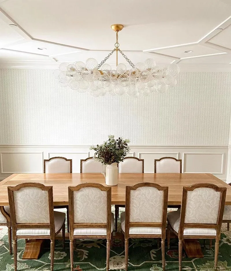 Nordic Design Home Lighting Modern Ceiling Lamp Rectangular Corridor Lights Glass Ball Clear Bubble Chandelier Hanging Lamp