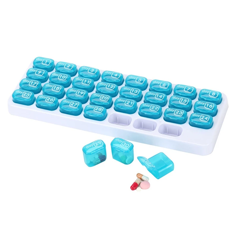 4 Week Full Month 31 Day Storage Portable Flip Top Medicen Pill Organizer Boxes