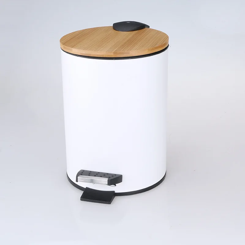 Household Trash Can Living Rome Lid Press Trash Bin 3L High-foot Wood Grain Waste Bins