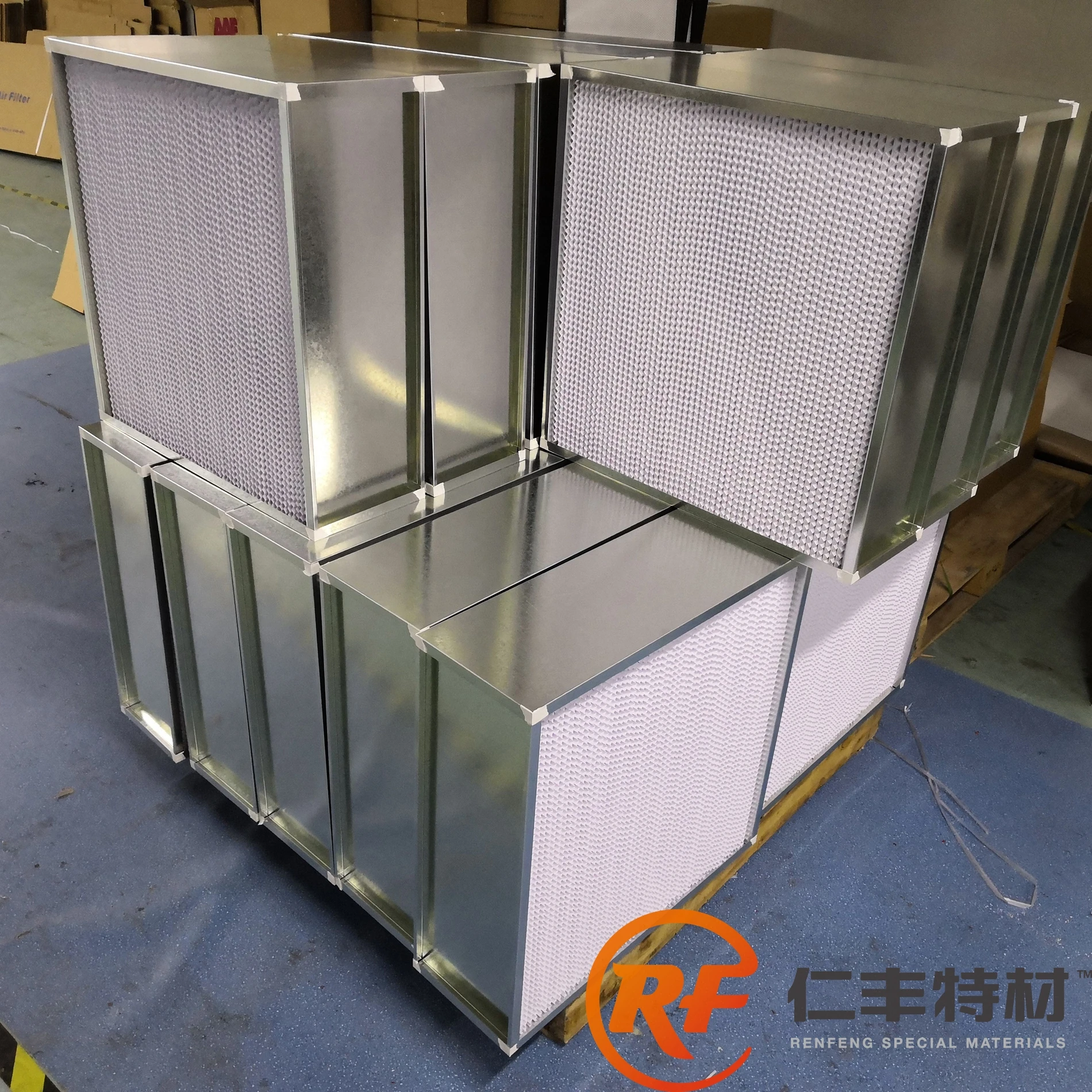 Deep pleated mini pleat hepa filter use fiberglass air fitler paper.